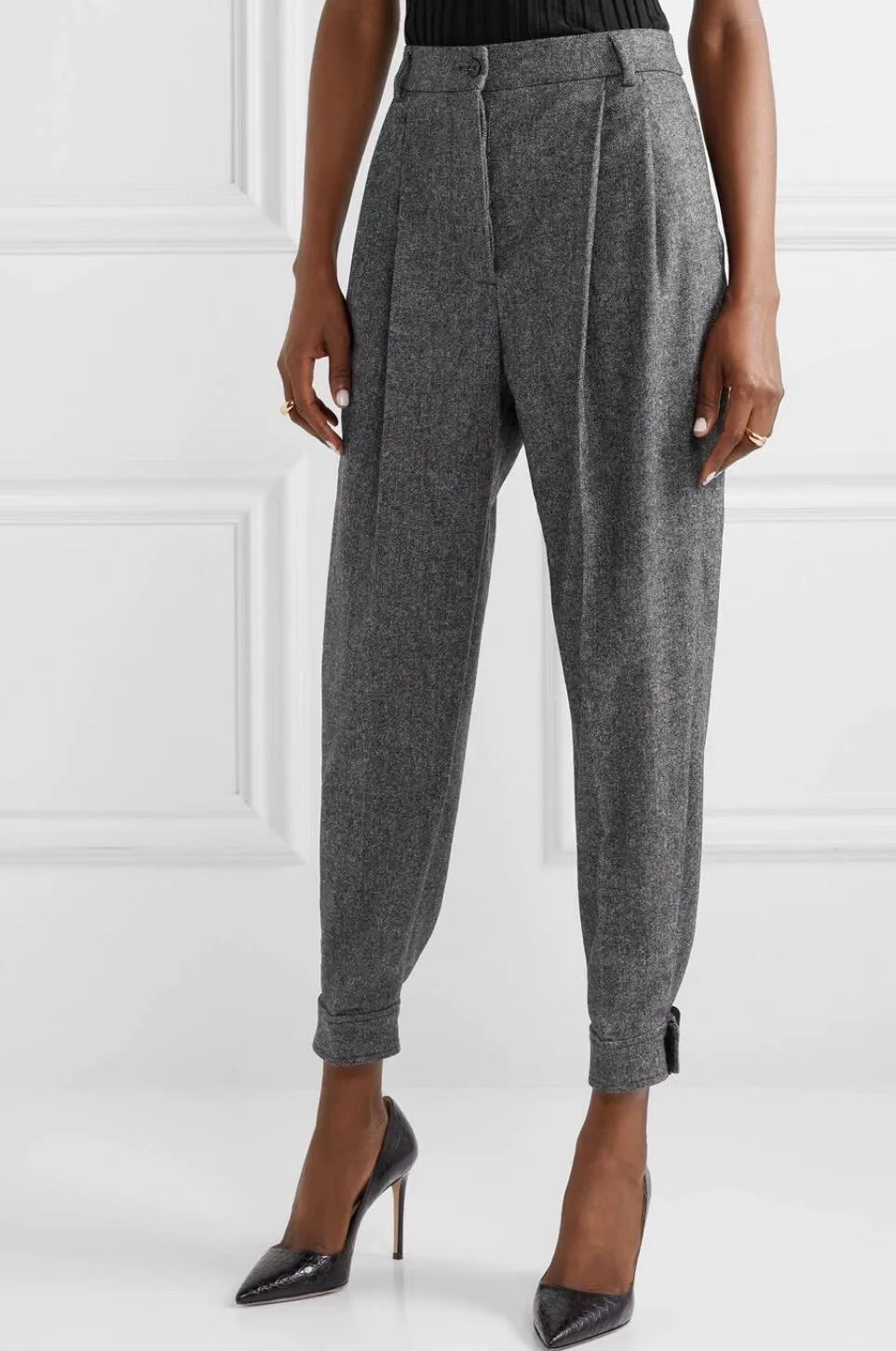 2020 Весенняя новая одежда женские модные серые шерстяные брюки элегантные