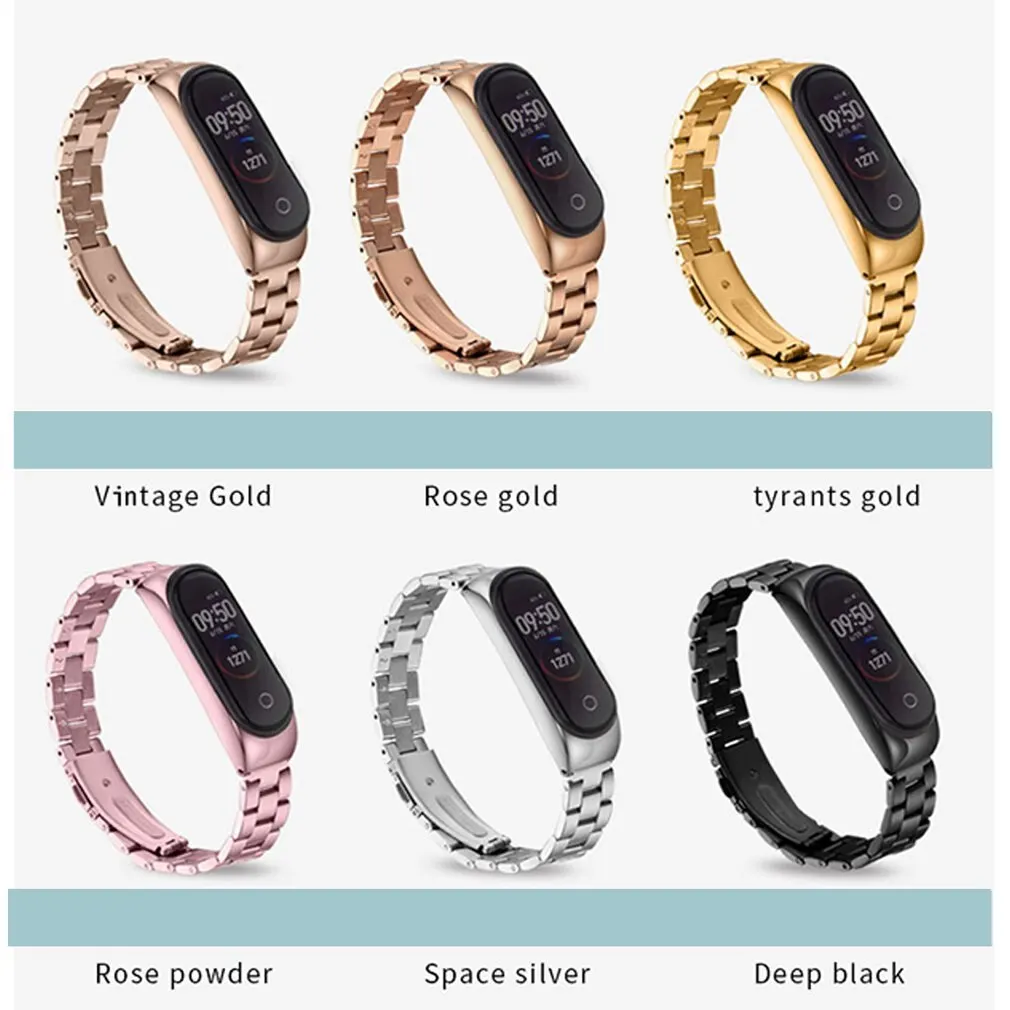 

bracelet for mi 4 wristband 3/4 strap three-bead stainless steel safety buckle wristband Neutral /