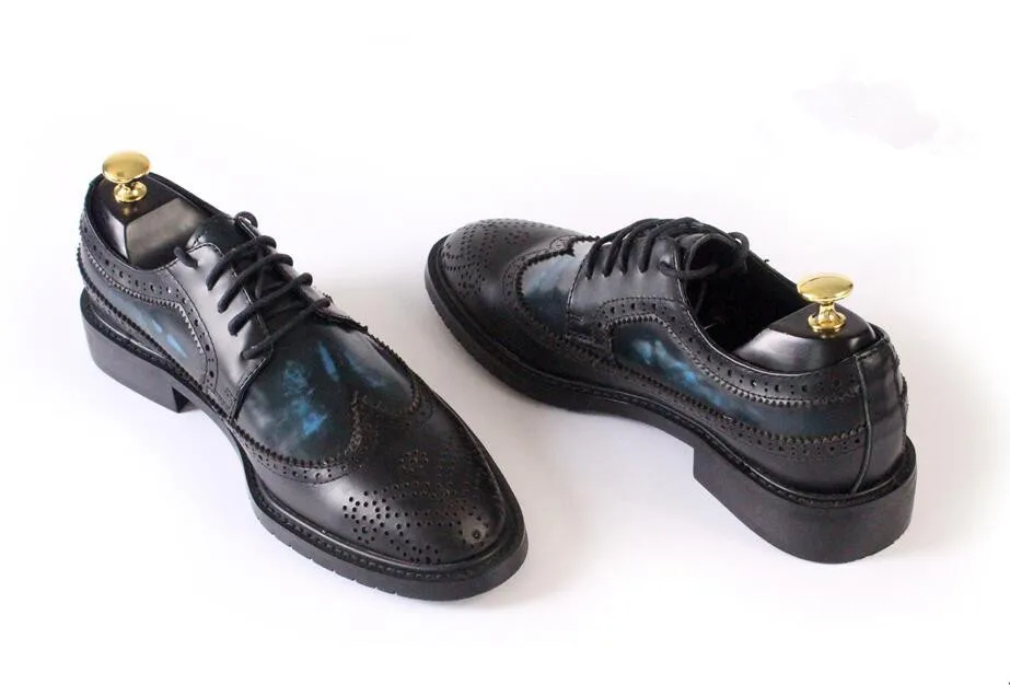Borgues/Брендовые мужские резные Оксфордские туфли сезон весна-лето черные дышащие