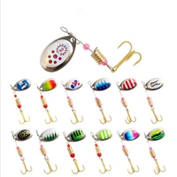 suffyu 1pcs rotating spinner fishing lure 5 5cm3 1g spoon sequins metal hard bait treble hooks wobblers bass pesca tackle