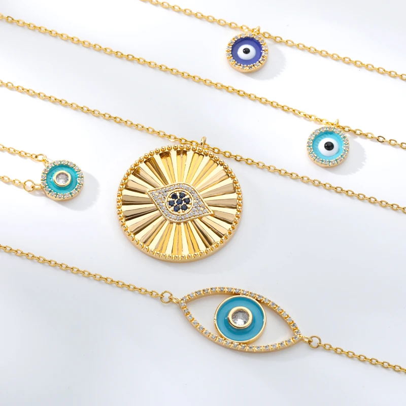 

Blue Crystal Evil Eye Necklaces For Women Turkish Lucky Necklaces Pendant Goth Choker Jewelry friends Birthday Gift Accessories
