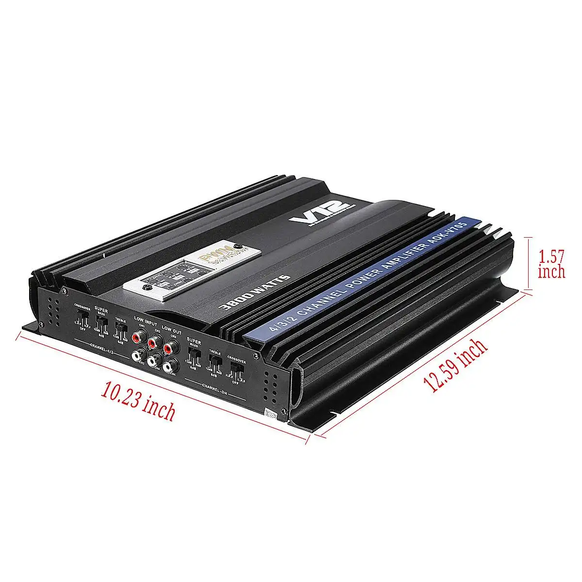 

4 Channel 12V Amplifier Audio bluetooth Car Audio Stereo Amp Speaker Metal 3800W RMS Car High Resolution Audio Play Subwoofer