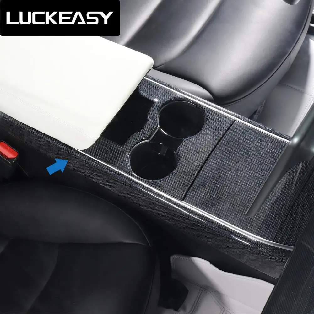 

LUCKEASY car accessories Interior Blue Carbon fiber side control For Tesla model 3 2017-2020 Protection Side Edge Film Stickers
