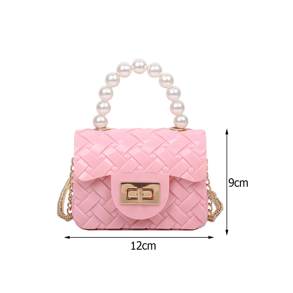 

Fashion Women PVC Woven Shoulder Messenger Bag Casual Ladies Pearl Chain Crossbody Bags Small Handbags Mini Flap Purses Hot Sale