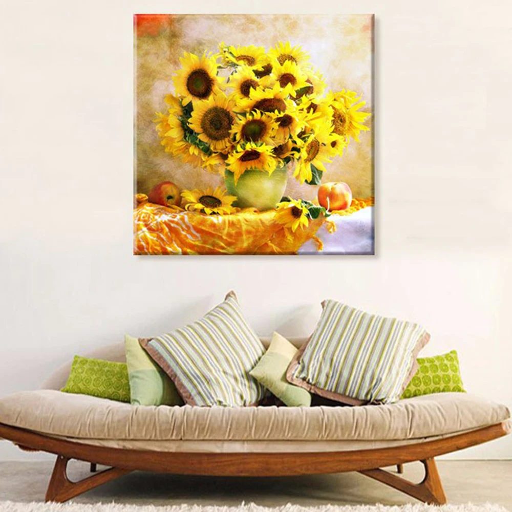 5D алмазное Рисование Подсолнечник Бриллиантовая Вышивка Желтая цветы вышивка