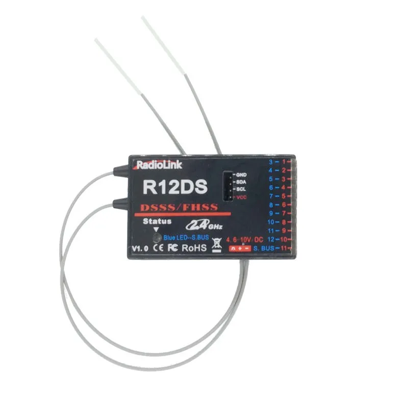12-канальный приемник RadioLink R12DS 2 4 ГГц AT10 передатчик DSSS/FHSS мини-приемник для