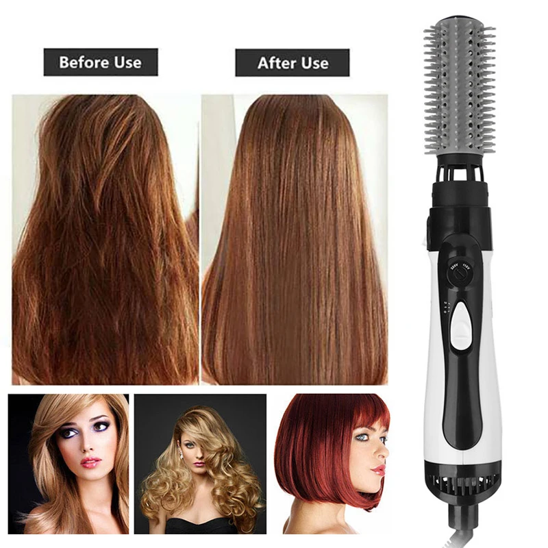 

3 In 1 Hair Dryer Brush With Comb 1000W Hair Straightener Comb Curling Iron Brush Rotating Hot Air Brush Blow Dryer
