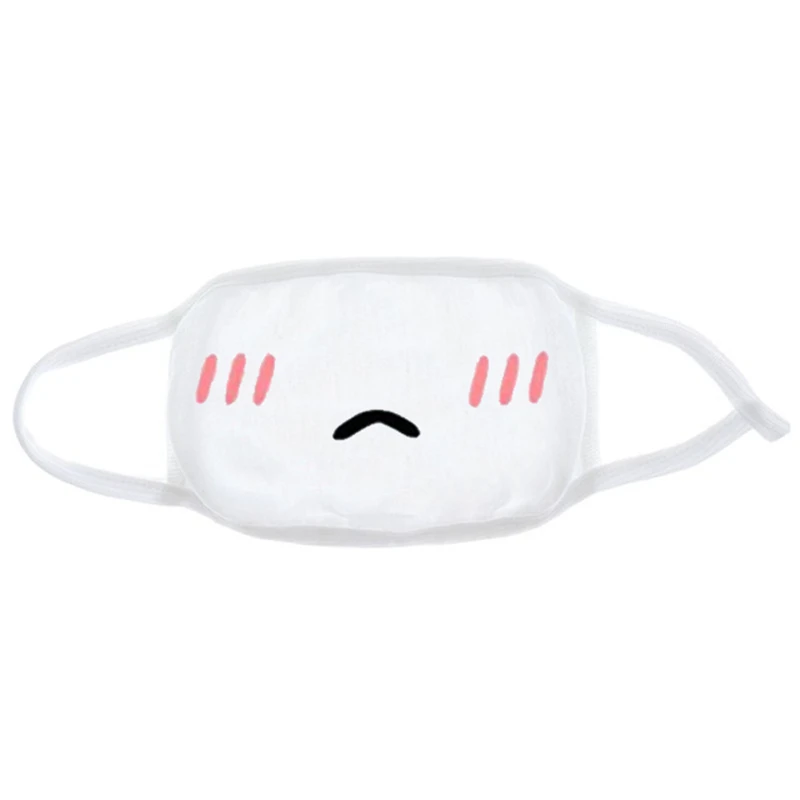 Sky blue Fashion Expression Mouth Mask Anime Cotton Mouth Mask Unisex Mask Mouth-muffle Dustproof Respirator Cute Anti-Dust Mouth Covers - Color: Sky blue