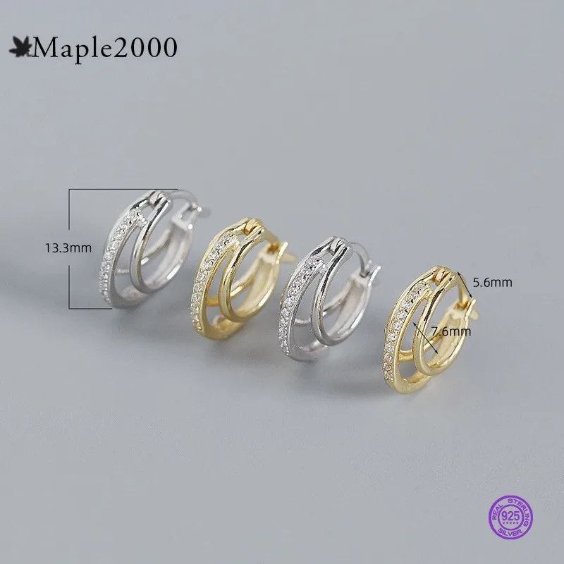 

Multi-layer personalized ear buckle for woomen 925 Sterling Silver Earrings Diamond Silver Exquisite charm female jewelry gift