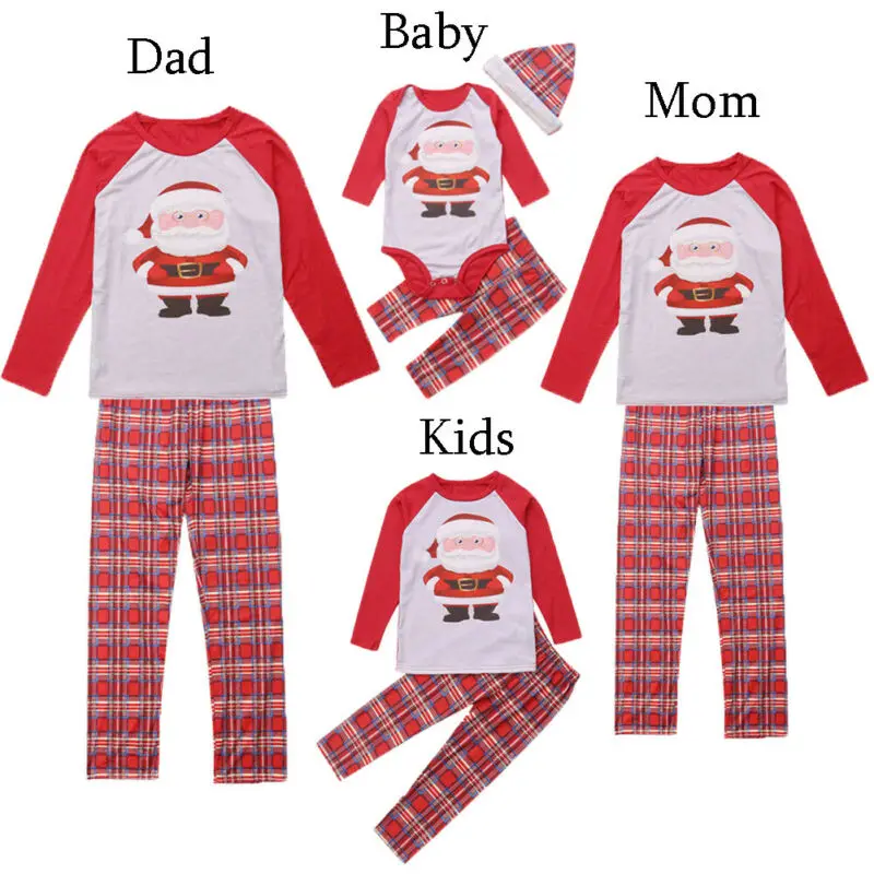 2019 рождественские Семейные одинаковые наряды пижамы с Санта Клаусом для
