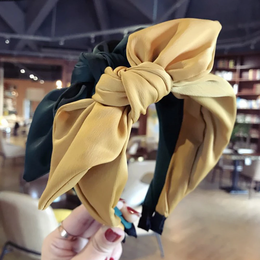 Модный женский ободок в горошек из искусственной ткани с большим бантом и