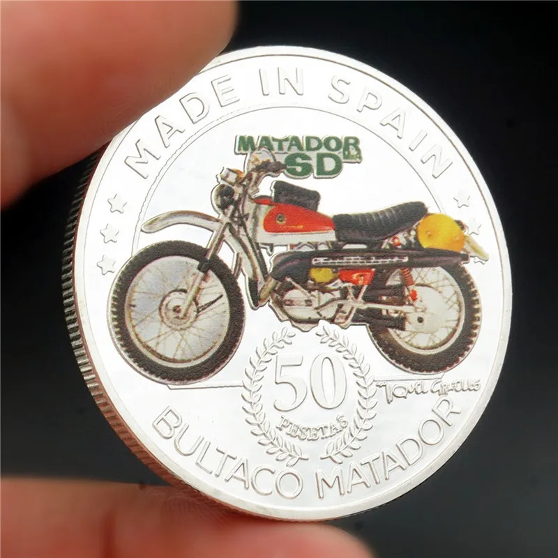 

Spanish Bullfighter Challenge Badge Silver Painted Motorcycle Commemorative Coin