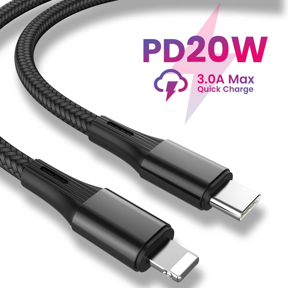 1 м/2 м для iPhone зарядный кабель передачи данных Тип C к 8 Pin 3A Быстрая зарядка Kable PD20W