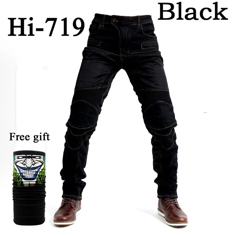 Hi-719 Black jeans O Мотоцикл PK719 летние вентиляционные джинсы досуг мотоцикл мужские внедорожные джинсы/Велоспорт 06 брюки с защитой оснастить мужчин t - Цвет: Hi-719 Black jeans O