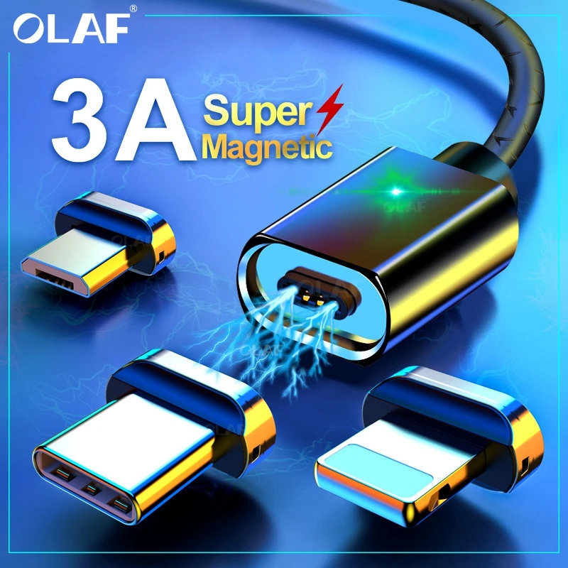 Магнитный зарядный кабель Olaf Micro USB Type C для iPhone Samsung Xiaomi Huawei мобильный телефон