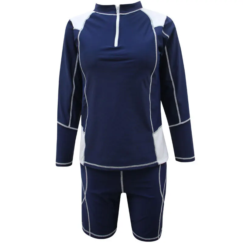 Для женщин из 2 предметов Рашгард с длинными/короткий рукав рубашки для купания