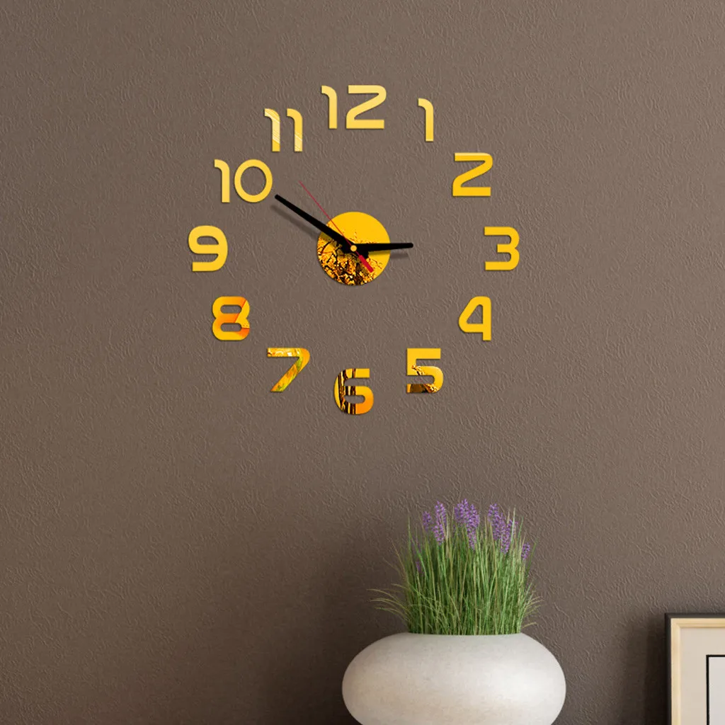 Acrylic Mirror Stickers Home Decoration Living Room 2021 Free Shipping New Clock Watch Wall Clocks 3d Diy Roman Numbers #g | Дом и сад