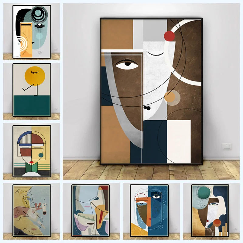 

Modern Abstract Picasso Figure Canvas Painting Splice Face Geometric Posters Prints Wall Art Picture Living Room Home Decoration