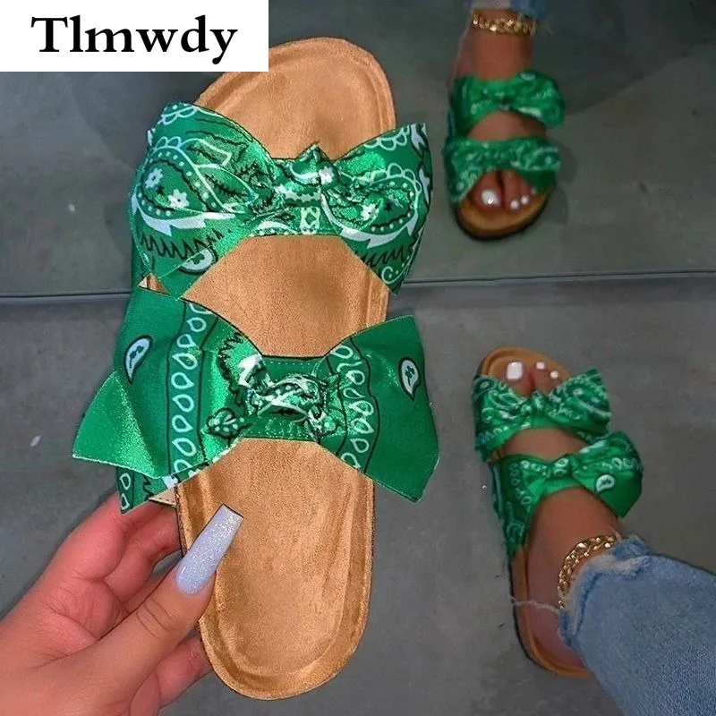 

Summer New Women Flat-heel Slippers Fashion Sexy Open-toed Bowknot Women Slippers Outer Wear Walking Comfort Beach Women Sandals