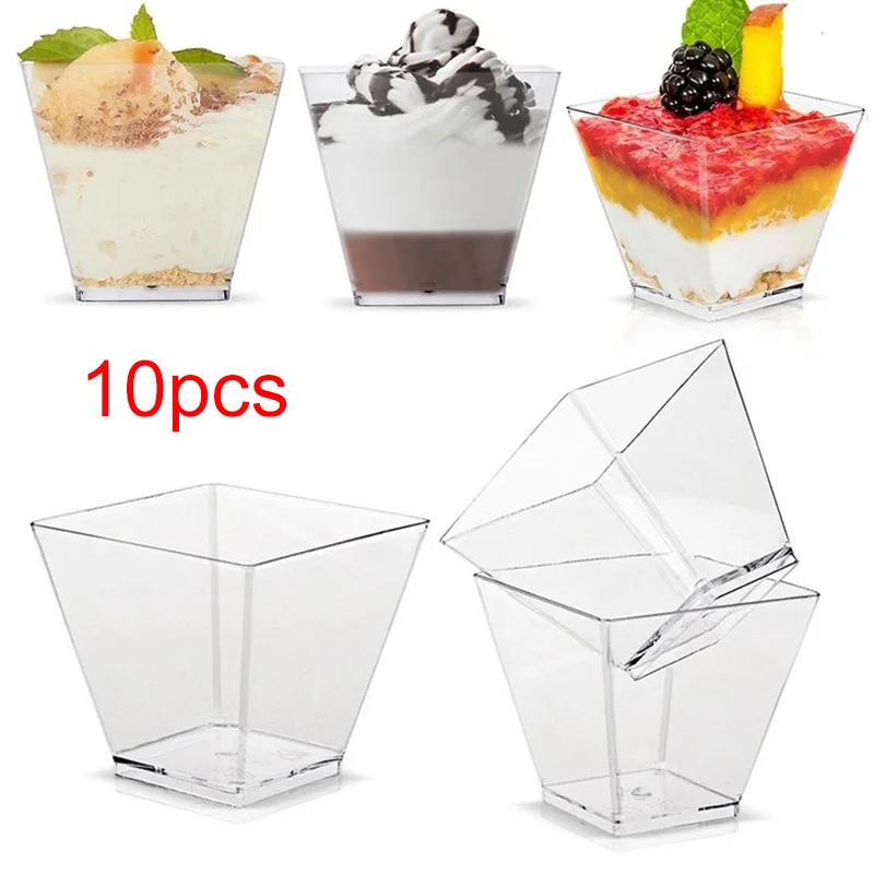 10 шт. одноразовые твердые пластиковые прозрачные золотые Порошковые муссы