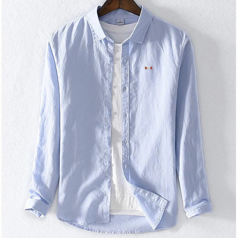 Высокое качество 2020 новая весенняя Мужская льняная Рубашка с длинным рукавом