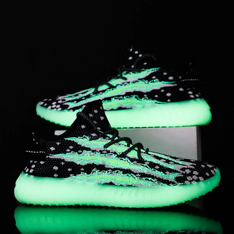 

Men Casual Shoes Luminous Sole Thick Comfortable Mesh Shoes Men Walking Footwear Lightweight Male Sneakers Plus Big Size