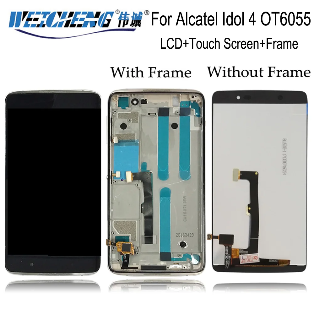 

For 5.2" Alcatel One Touch Idol 4 LTE OT6055 6055P 6055Y 6055B 6055K 6055 LCD Display Digitizer Touch Screen LCD Assembly Frame