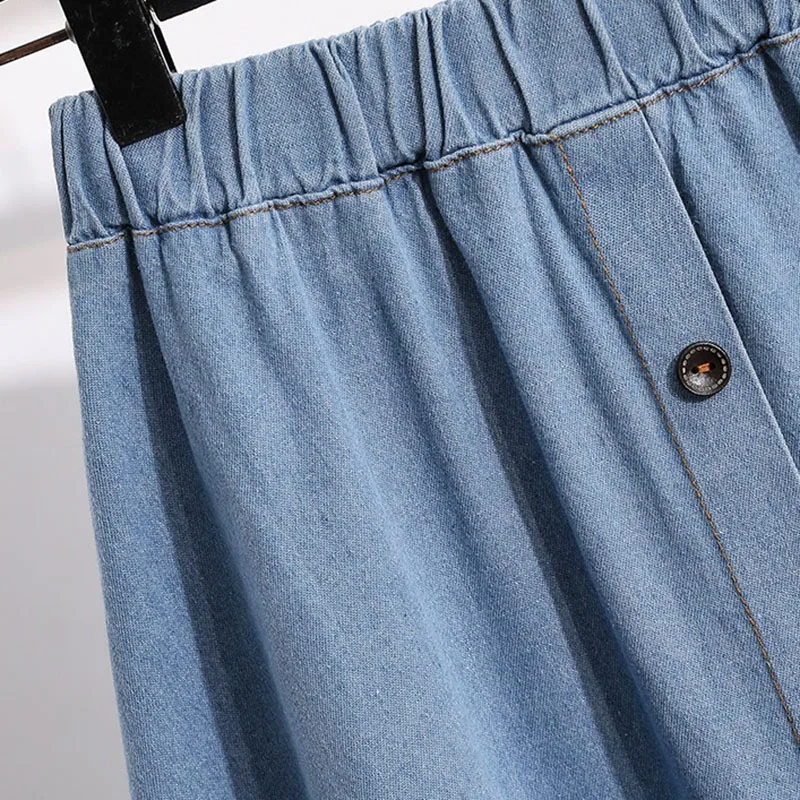 Женская джинсовая юбка в ковбойском стиле, голубая джинсовая юбка с эластичной завышенной талией, модель 2023 года, весна-осень
