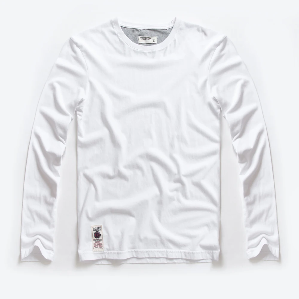 Мужская Однотонная футболка Vomint Трикотажная хлопковая с длинным рукавом разные