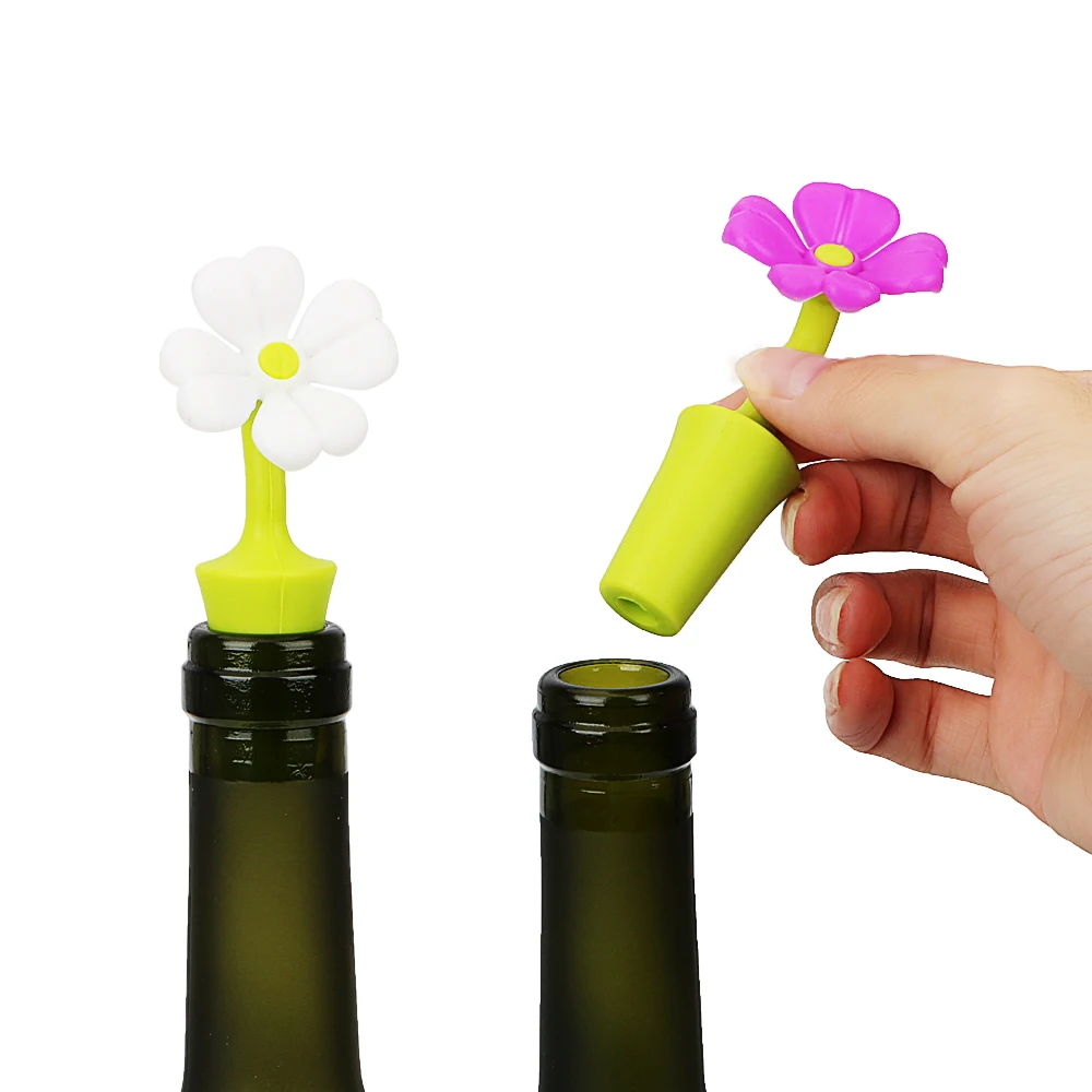 

Bar Tools Wine Bottle Sealer Cap Wine Beer Champagne Bottle Cork Stopper Plug Silicone Flowers Shaped Wine Stoppers