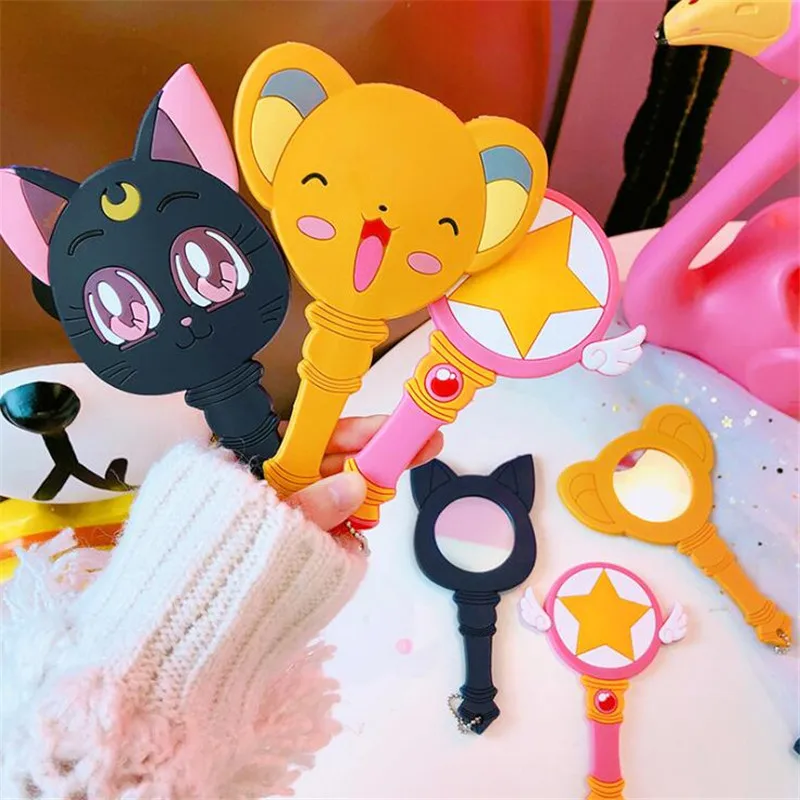 

Cartoon Anime Sailor Moon Cosmetic Mirror Sakura Hand Luna Cosplay Costumes Props Pink Girl Angel Cute Princess Magic Wand