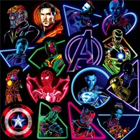 60pcs neon lights marvel spiderman iron man doctor strange stickers suitcase cup scooter trolley suitcase guitar cartoon toy
