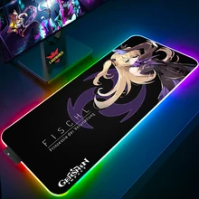 Genshin Impact Anime Gaming Mousepad RGB Pad Large Gamer Mouse Pad Rubber LED Computer Desk Mat Keyboard Mat XXL With Backlight