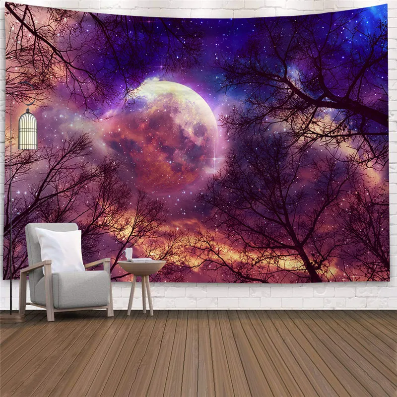 

Moon Sky Printed Tapestry Wall Hanging Psychedelic Boho Decor Wall Cloth Tapestries Hippie Mandala Wall Tapestry Carpet Yoga Mat