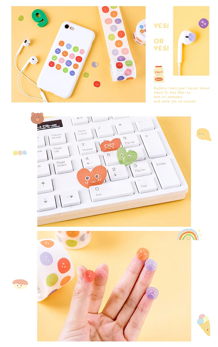 Kawaii лицо настроение конфеты бобы декоративная клейкая лента васи лента DIY Скрапбукинг маскирующая лента школа милые канцелярские принадлежности подарок