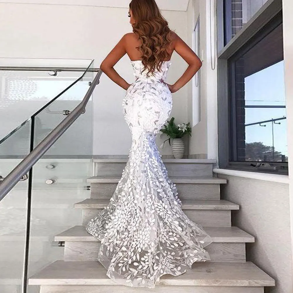 

Mermaid / Trumpet Party Gowns Sweetheart Sweep/Brush Evening Dresses Floor length Applique Sleeveless Zipper Party 2021 Dresses