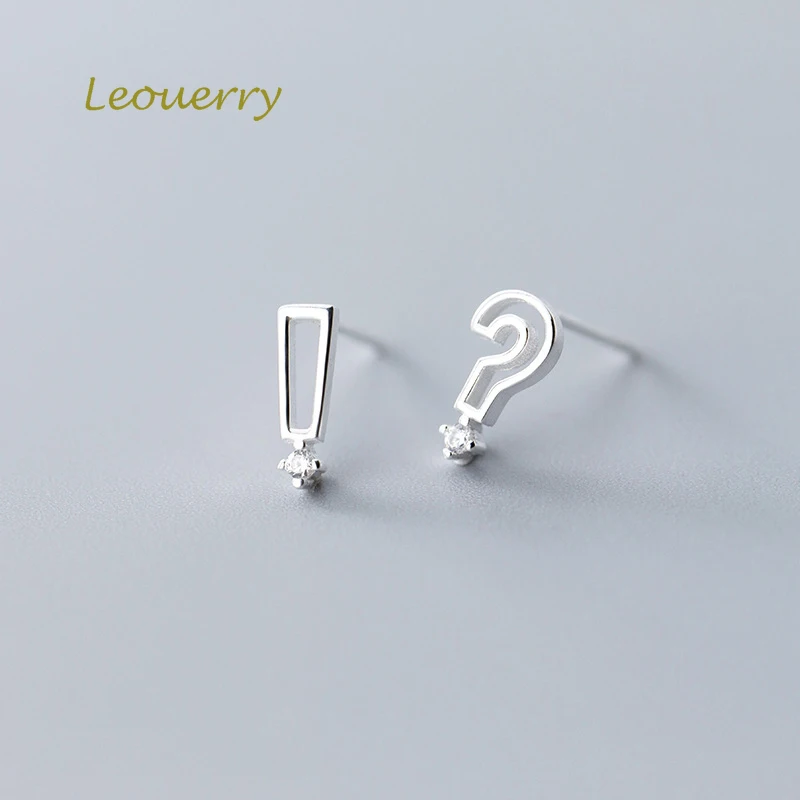 Leouerry 925 пробы серебряные серьги гвоздики с нежным символом знак вопросов и
