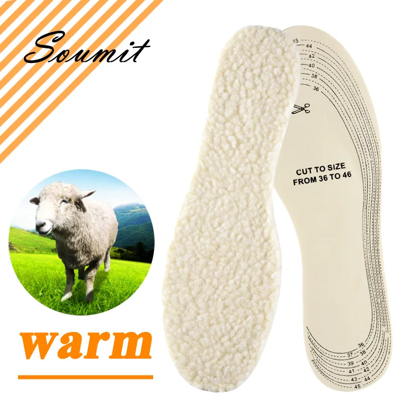 Зимние теплые стельки Soumit из имитации овечьей шерсти, Подогреваемые стельки для зимних сапог, кашемировые теплые стельки для обуви