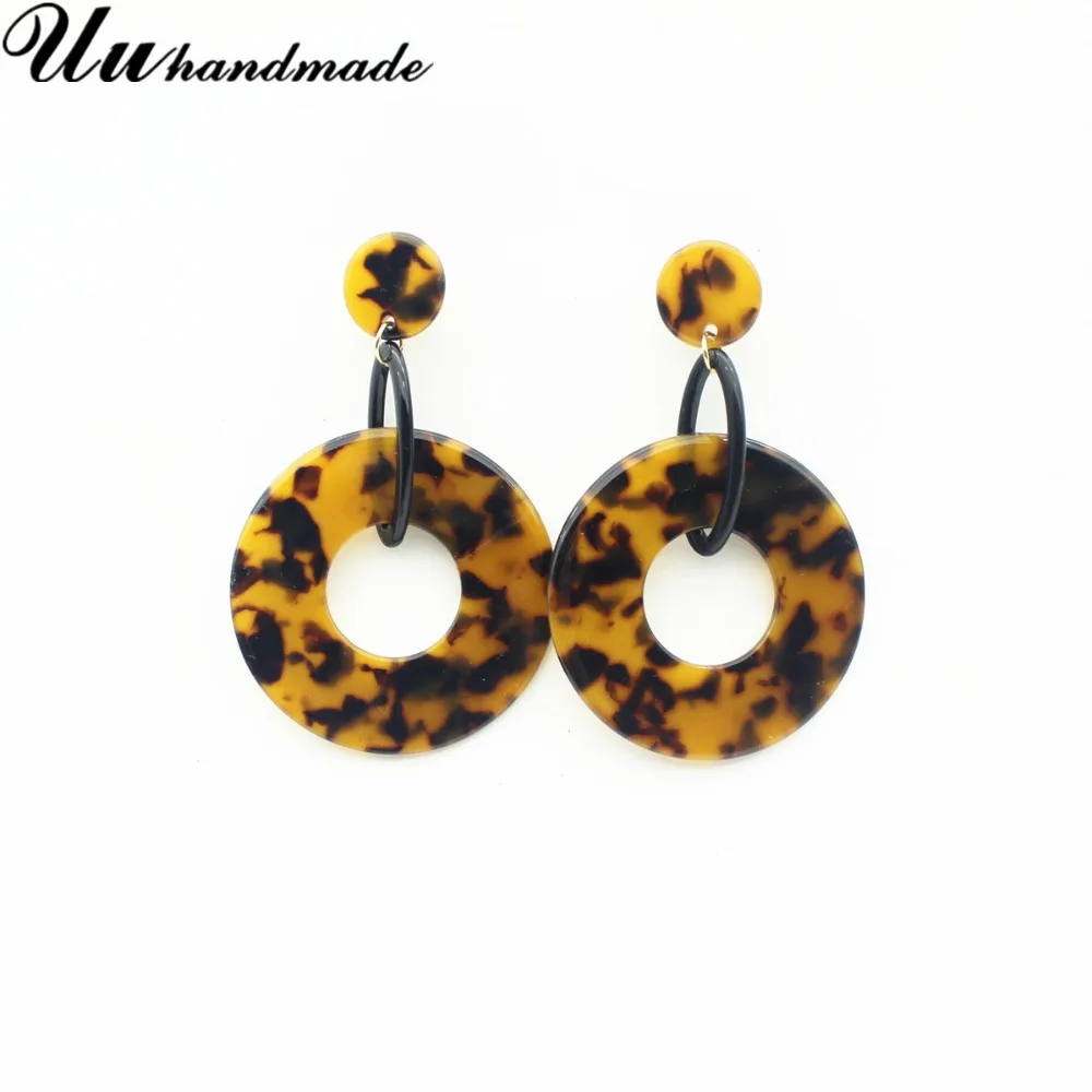 Leopard Pattern Chunky Round Shape Acylic Drop Earrings Tortoise Shell Eer Jewelry | Украшения и аксессуары