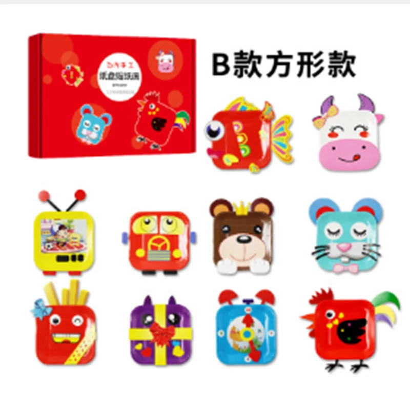 Детские Подарочные Бумажные Тарелки Наклейки Мультяшные животные сделай сам