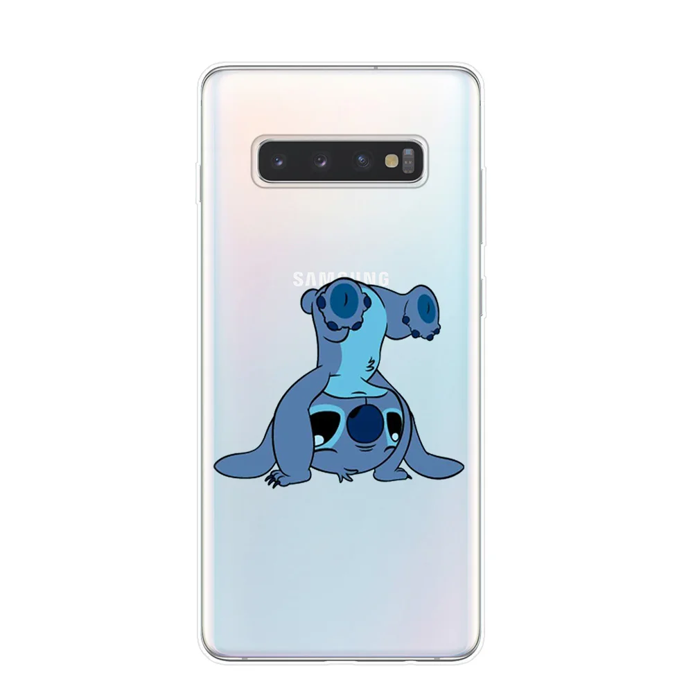 Милые чехлы для телефонов Disneys Stitch для samsung S10 S9 S8 Plus S10e 5G S6 S7 Edge S10Lite, Прозрачная силиконовая Мягкая задняя крышка