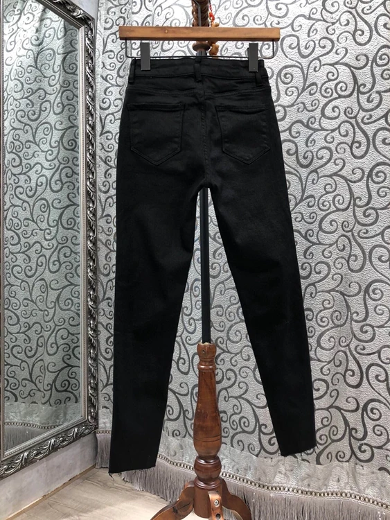 

Autumn and winter 2020 new women's fashion symmetrical pocket double side drill splicing versatile long casual pants 1222