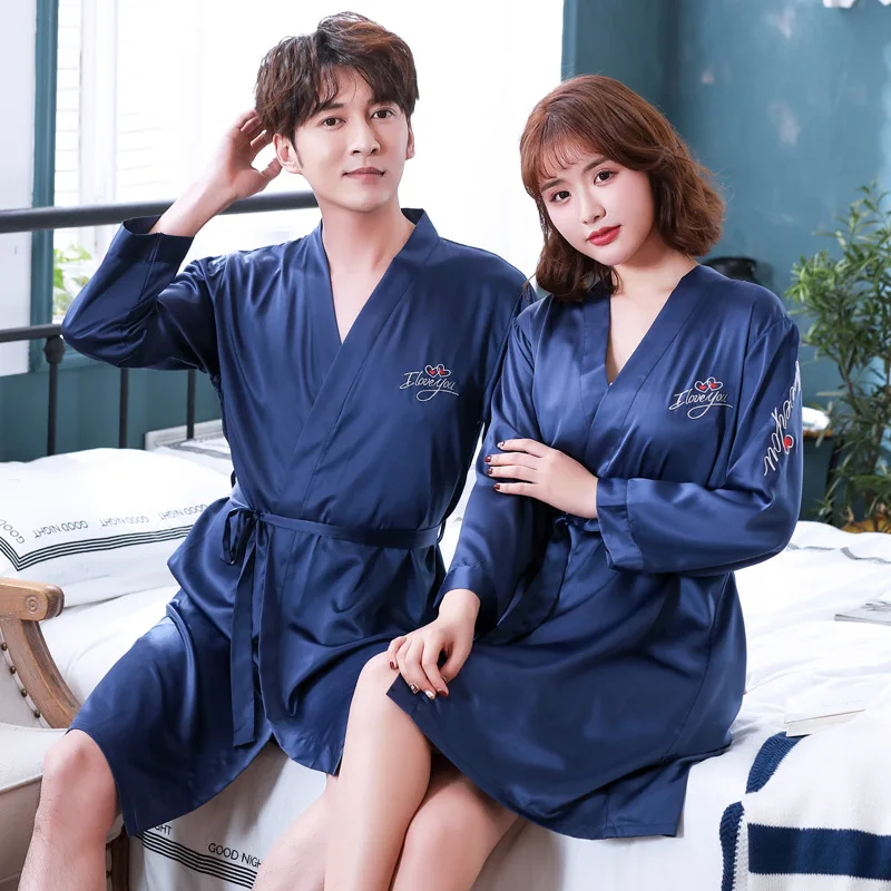 Комплект женского нижнего белья из 2 предметов Атласный халат-кимоно с длинным