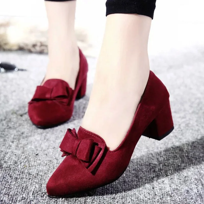 Женские модельные туфли больших размеров 34-41 туфли-лодочки на массивном каблуке