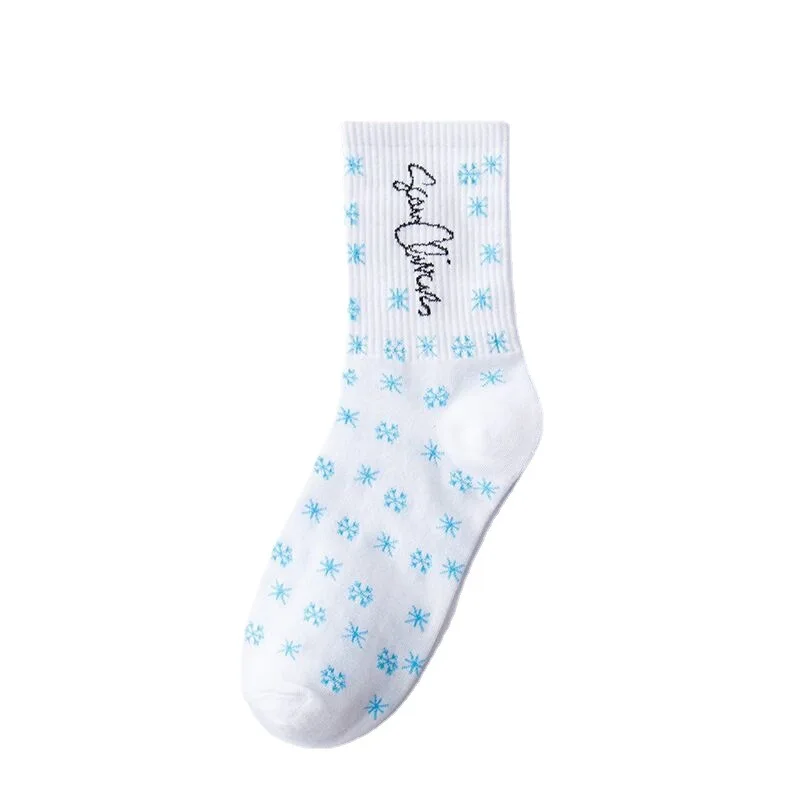 

Casual letters men's and women's socks Snowflake sports cotton socks