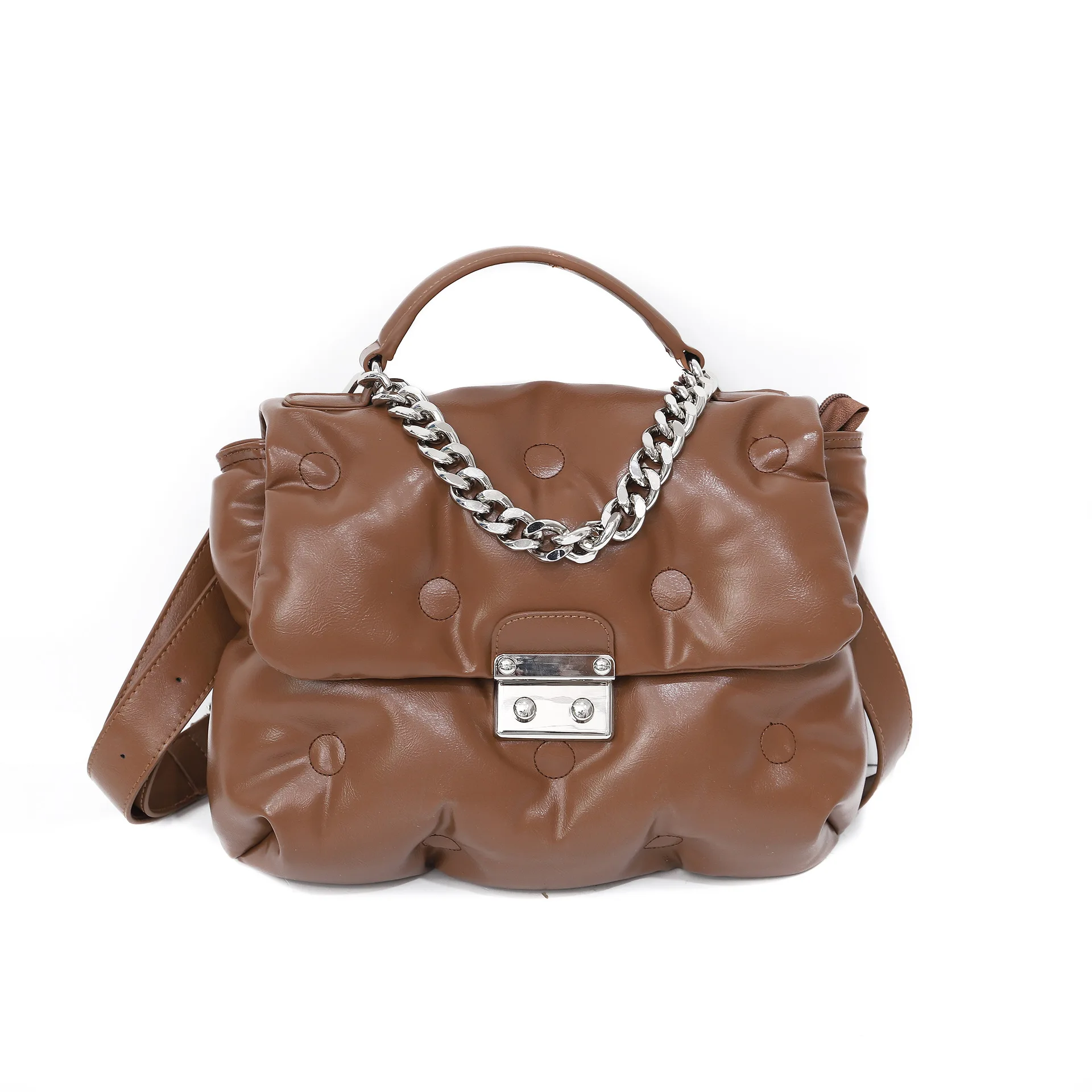 

Fashion Chain Padded Shoulder Bags Designer Quilted Women Handbags Luxury Pu Leather Crossbody Bag High Quality Large Tote 2022