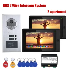 wired wifi 7 inch bus 2 wire video door phone intercom systems kit for home 2 units apartment night vision support remote app free global shipping