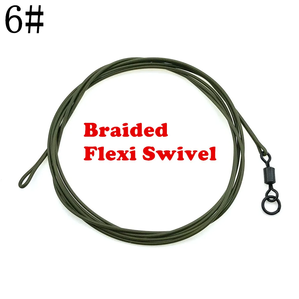 Braid Ring swivel 1 м плетеная/фторуглеродная/нейлоновая леска для ловли карпа, свинцовая леска для ловли карпа с спиннером, быстросменная вертлюга, свинцовое ядро, крючок для ловли карпа - Цвет: Braid Ring swivel