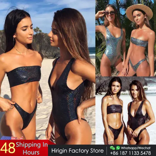 Hirigin 2 стиля Блестящие купальники для женщин новинка искусственная кожа