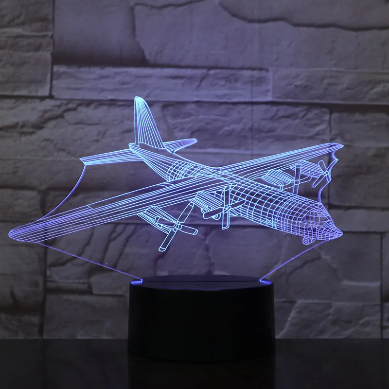 Пульт дистанционного управления Boeing Air Plane 7 цветов лампа 3d Визуальный светодиодный ночник для детей сенсорный Usb настольная лампа модель самолета - Испускаемый цвет: 7 Colors Changeable
